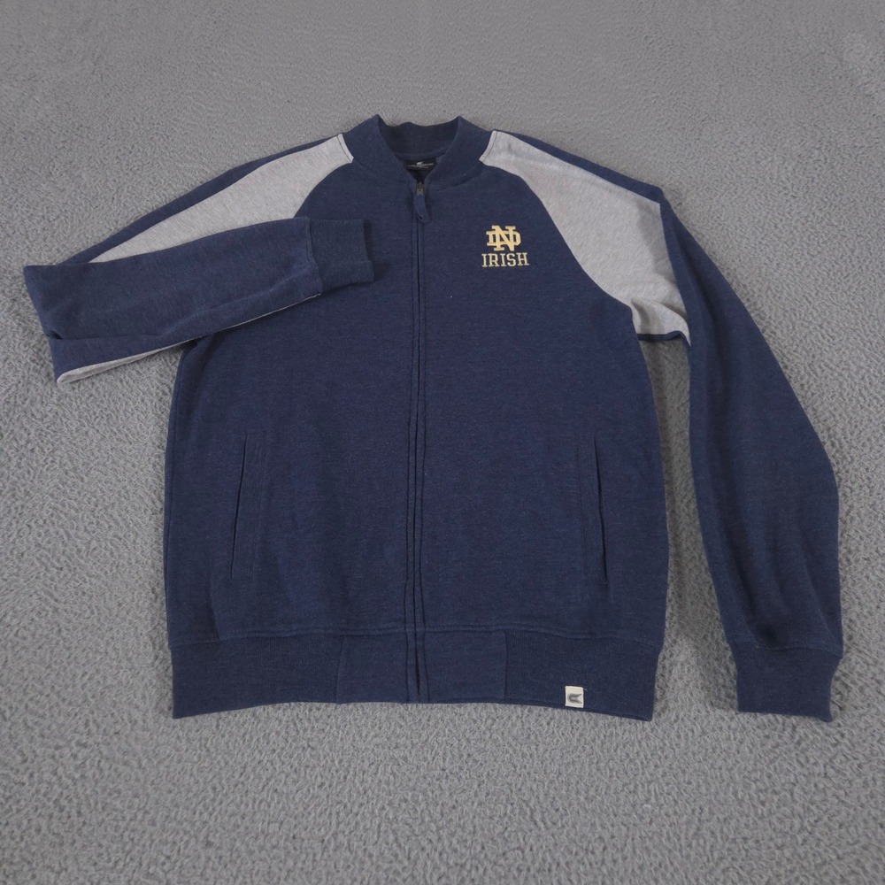 Colosseum Jacket Mens M Blue Gray Notre Dame Irish French Terry Full Zip Bomber